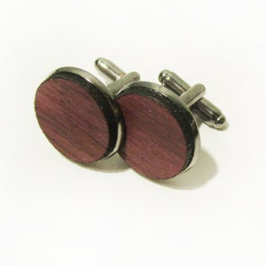 Purple Heart Wood Cuff Link Pair (2) - Handmade Wooden Cuff Link