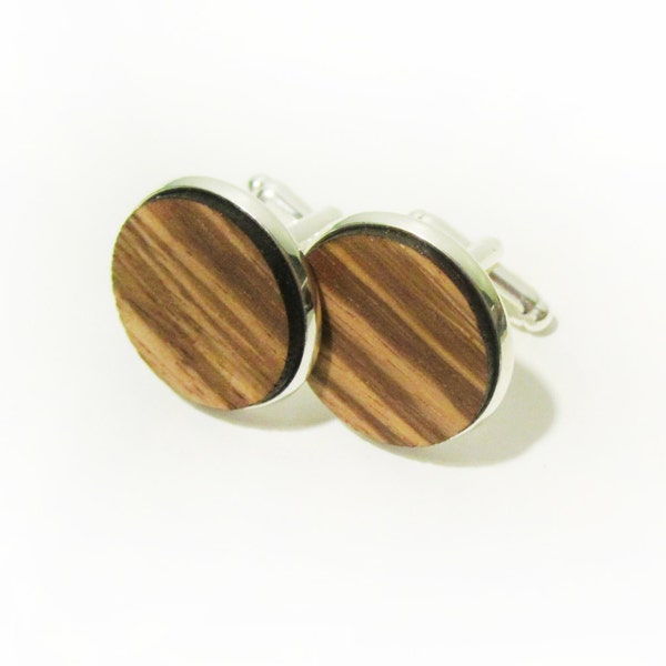 Zebra Wood Cuff Link Pair (2) - Handmade Wooden Cuff Link