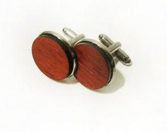 African Padauk Redwood Cuff Link Pair (2) - Handmade Wooden Cuff Link