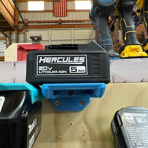 Hercules 20V 3D-Printed Wall Mount Battery Holder
