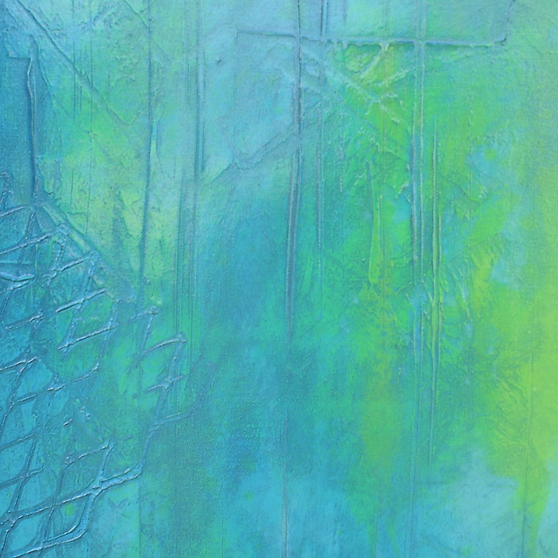 Blue, Green, Teal Abstract Painting, 30 X 30 Abstract 185, Contemporary