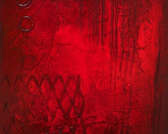 Red Abstract art panel, multiple panel painting. Abstract 161 - Contemporary painting. Fine art. Original wall art multi panel by Andy Hahn.