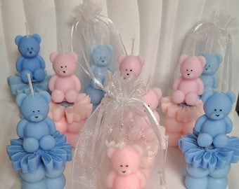 5 Blue and 5 Pink Bear Candle no scent