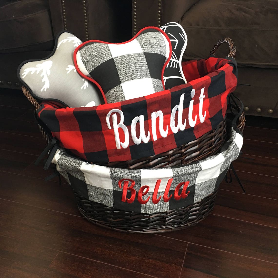 Custom Toy Basket Plaid Dog Basket Dog Toys Pet Toy Etsy