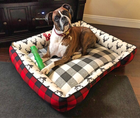 large red dog bed