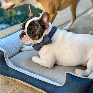 Navy Dog Bed, Dapper Dog Bed, Blue Dog Bed, Large Navy Pet Bed, Washable Dog Bed, Personalized Dog Bed, Custom Pet Bed, Durable Dog Bed Bed
