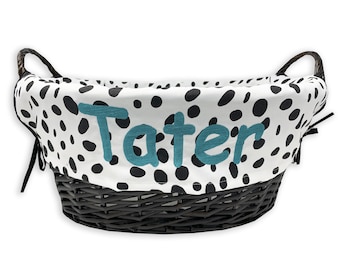 Spotted Toy Basket | Custom Basket | Dog Basket | Dog Toys | Toy Basket | Dog | Pet Toy Basket|  Pet Storage | White Toy Basket | Dog toys