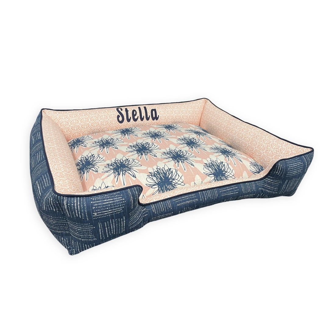 Pink Personalized Dog Bed, Machine Washable Pet Bed, Easy Clean Dog Bed With Removable Cover