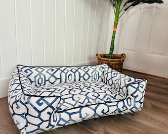 Blue Classic Dog Bed, Machine Washable  Dog Bed With Waterproof Inserts, Personalized Pet Bed, Durable Dog Bed, Extra Large Pet Bed