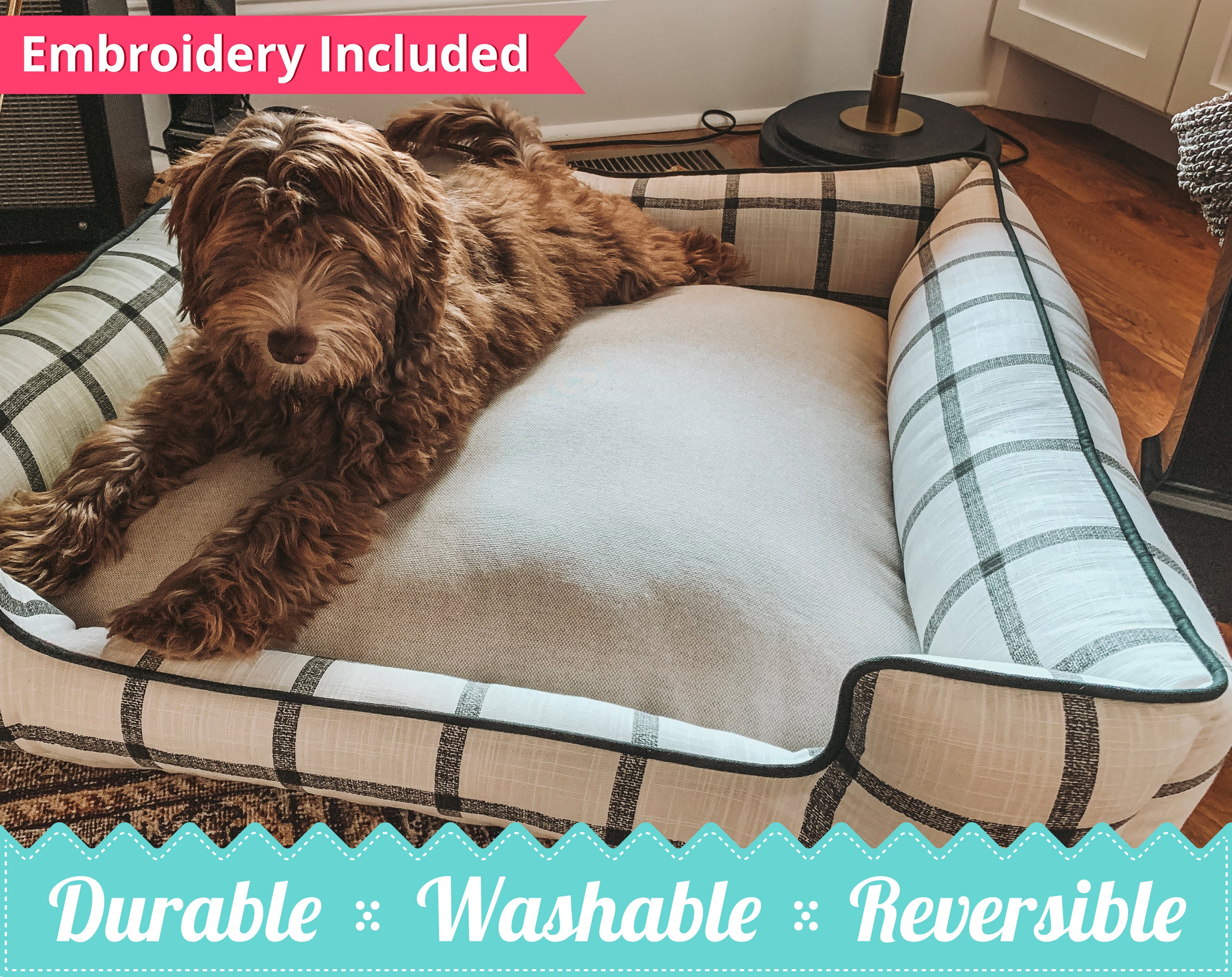 Modern Farmhouse Pet Bed Ticking Stripe Dog Bed Feedsack Etsy