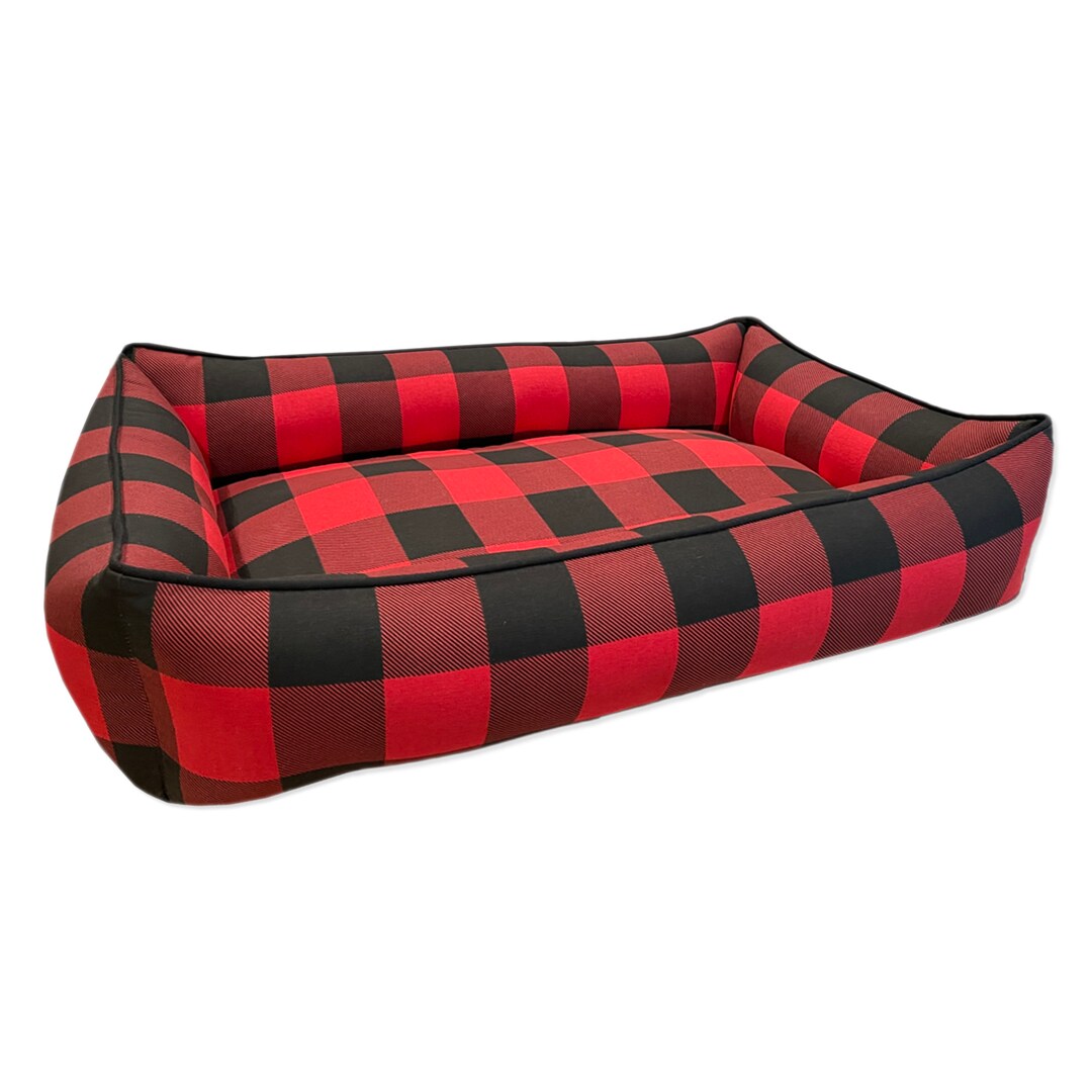 Black and white buffalo check dog bed online