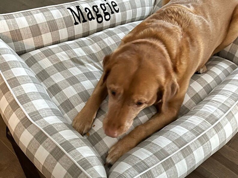 Ecru Farmhouse Check Dog Bed Modern Farmhouse Dog Bed Cover Etsy