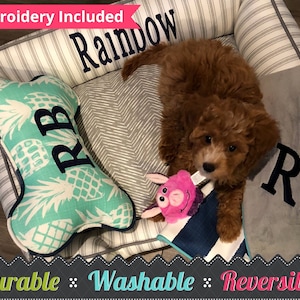 Modern Grey Dog Bed | Personalized Dog Bed | Pineapple Dog Bed | Modern Home Decor Dog Bed | Ticking Fabric Dog Bed | Modern Grey Pet Beds