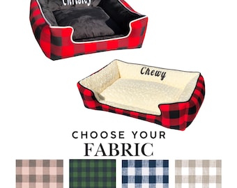 Plaid Dog or Cat  Bed | Small Dog Bed | Personalized Pet Bed | Buffalo Plaid Dog Bed | Soft Dog Bed | Washable Dog Bed | Pet Furniture | Cat