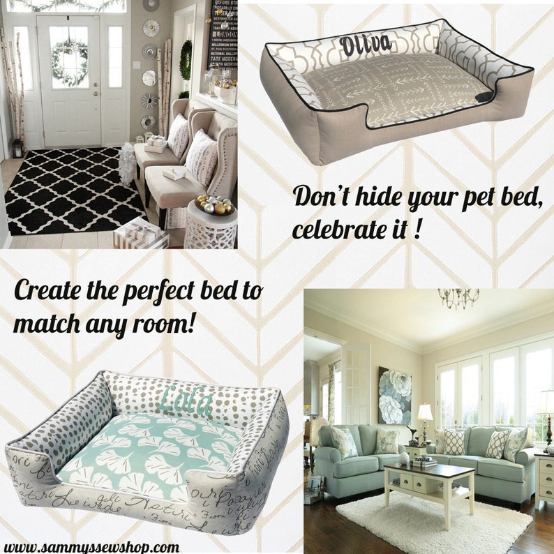 Neutral Colors Pet Beds Taupe and White Dog Bed Dog Bed with Arrows Modern Home Decor Dog Bed Neutral Dog Bed Personalized Dog Bed