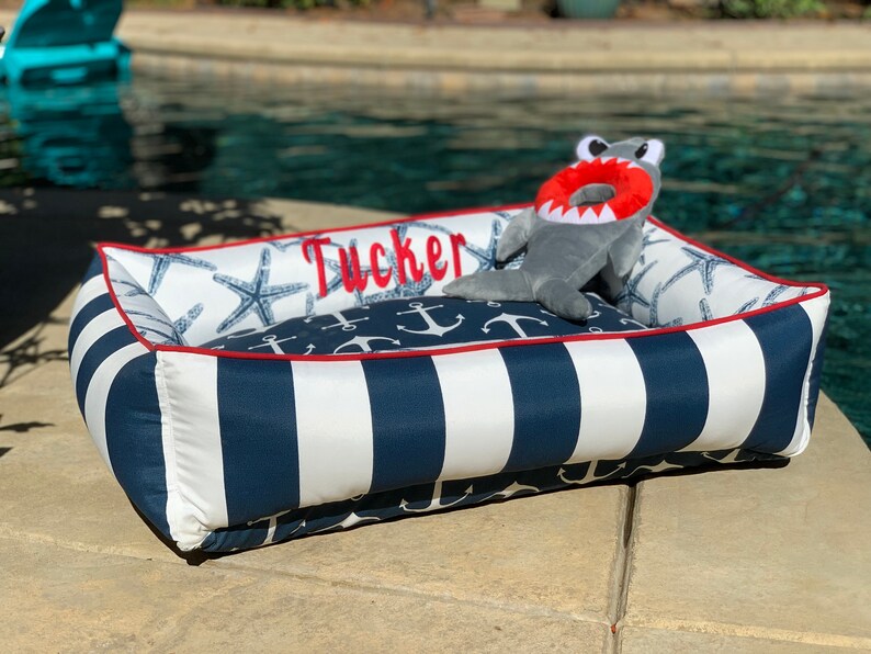 Large Dog Bed Nautical Dog Bed Puppy Bed Beach Theme Etsy