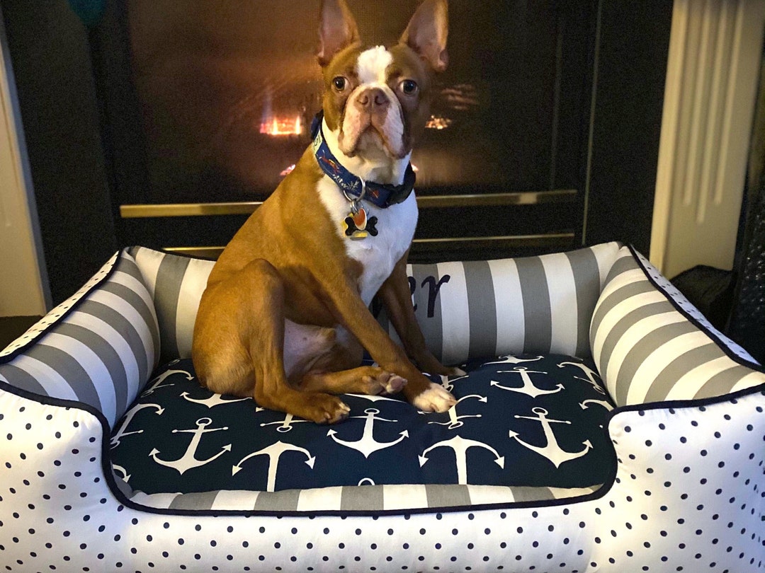 Large Dog Bed Nautical Dog Bed Puppy Bed Beach Theme Etsy