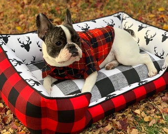 plaid dog beds