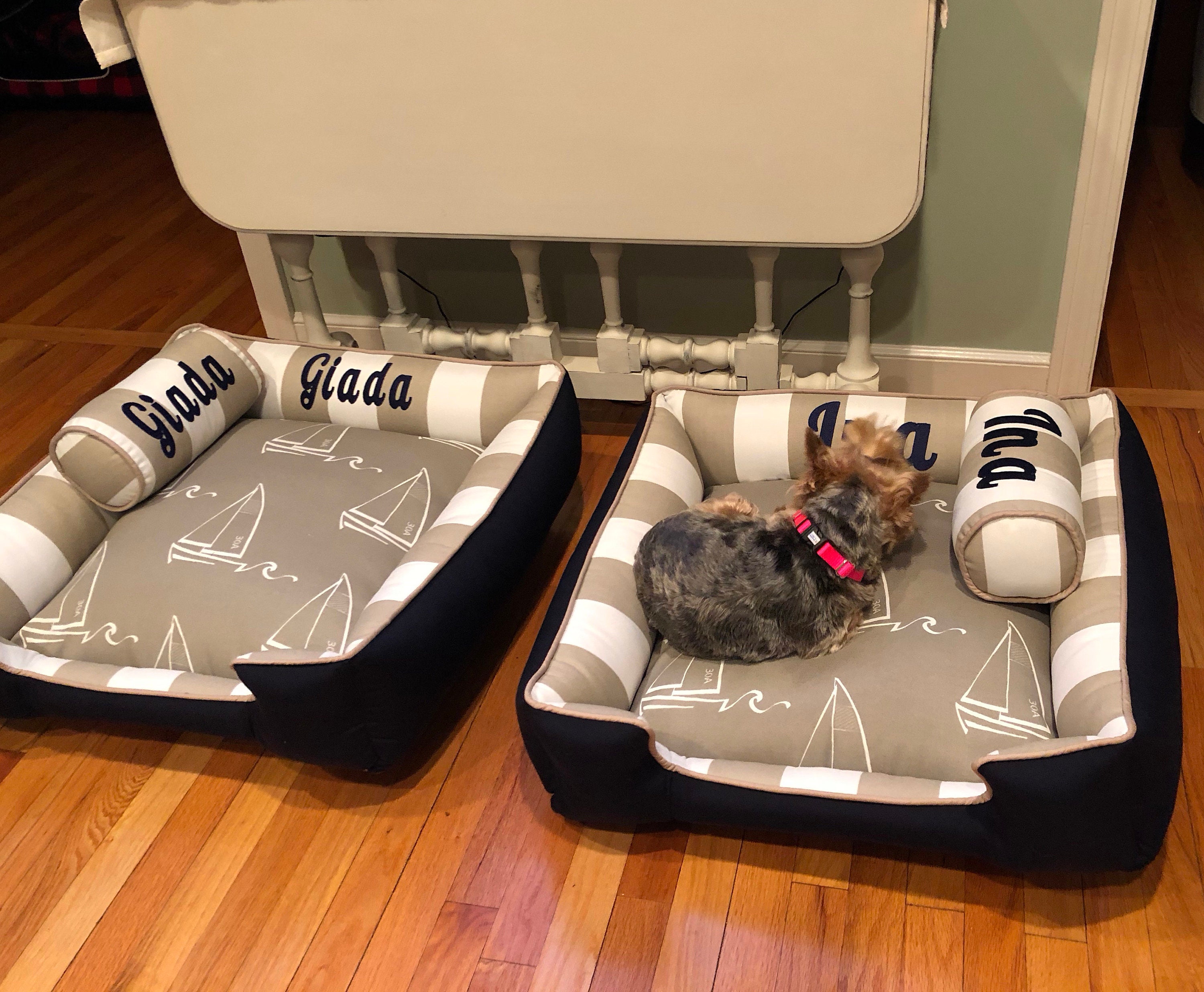 Large Dog Bed Nautical Dog Bed Puppy Bed Beach Theme Etsy