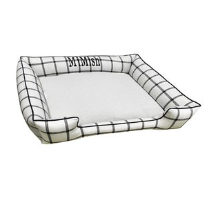 Modern Farmhouse Pet Bed Ticking Stripe Dog Bed Feedsack Pet Beds Neutral Home Decor Durable Dog Bed Classic Dog Bed Puppy Bed image 2