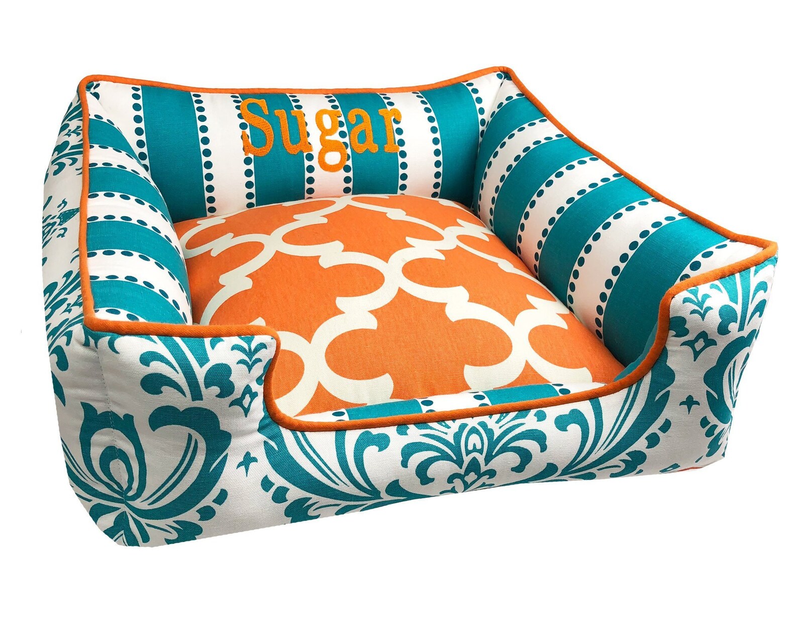 Retro Damask Dog Bed Custom Dog Bed Personalized Dog Bed Etsy