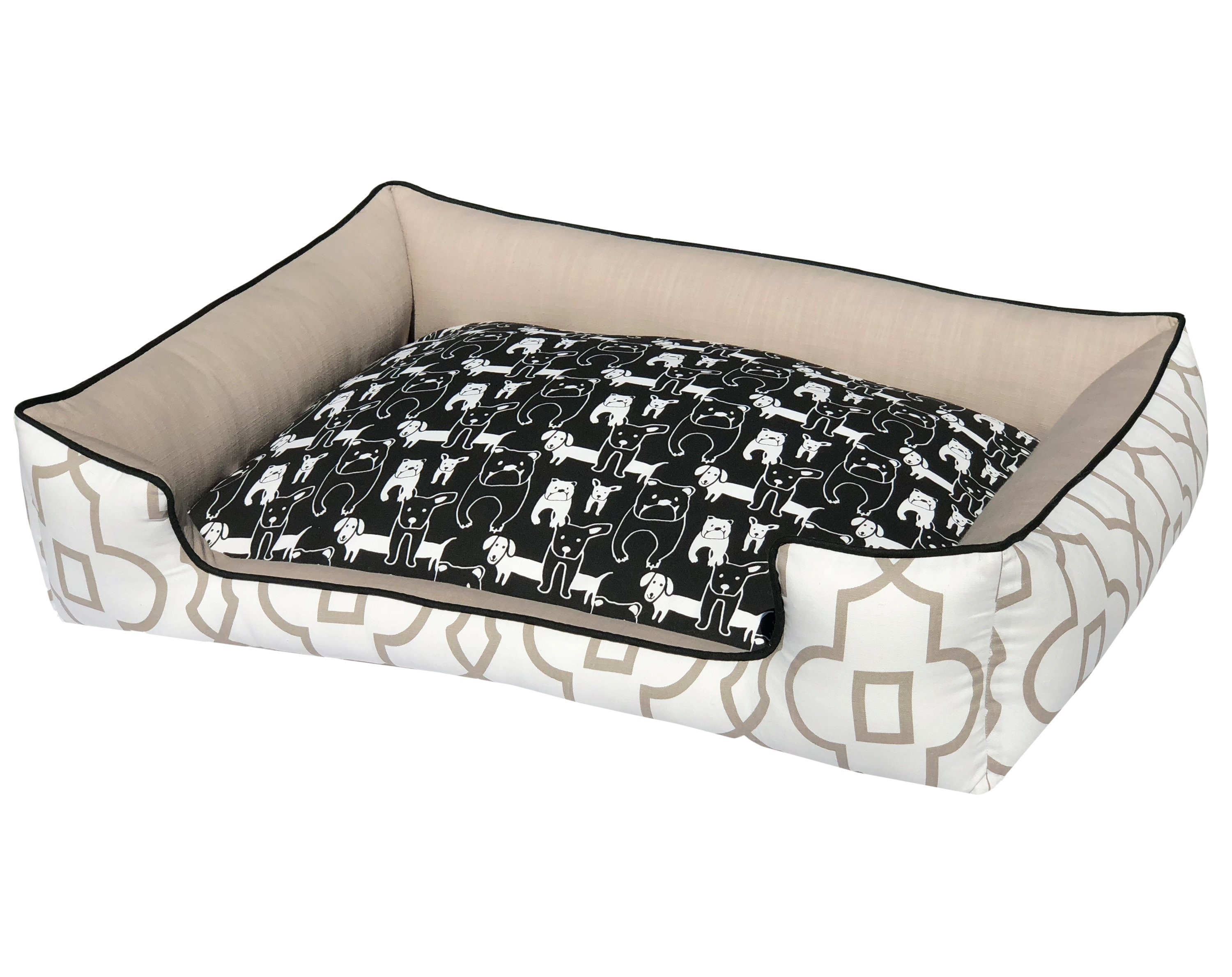 Personalized Ecru & Cream Dog Bed Modern Pet Bed With Etsy