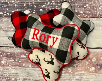 Buffalo Plaid Dog Bone Pillow | Holiday Gifts | Dog Gifts | Personalized Gifts | Plaid Dog Bone Pillow | Pet Pillow | Pet Accessories | Dog