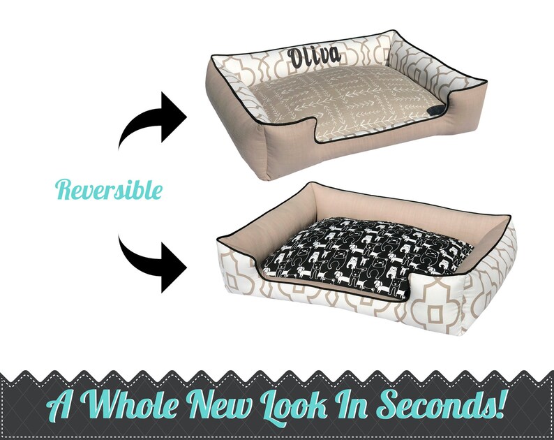 Neutral Colors Pet Beds Taupe and White Dog Bed Dog Bed with Arrows Modern Home Decor Dog Bed Neutral Dog Bed Personalized Dog Bed