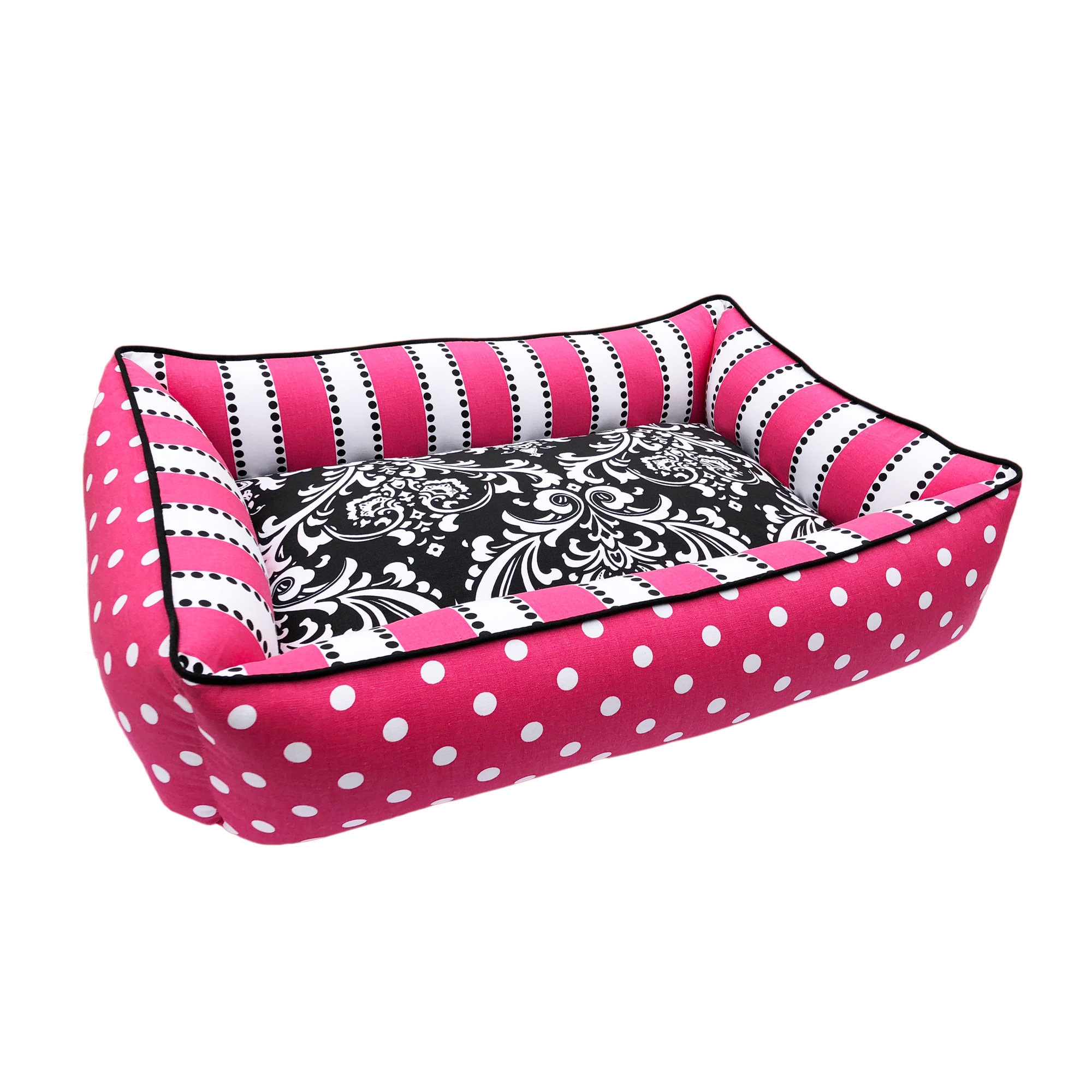 Pink Pedigree Dog Bed Pink Pet Bolster Bed Pink and White Etsy