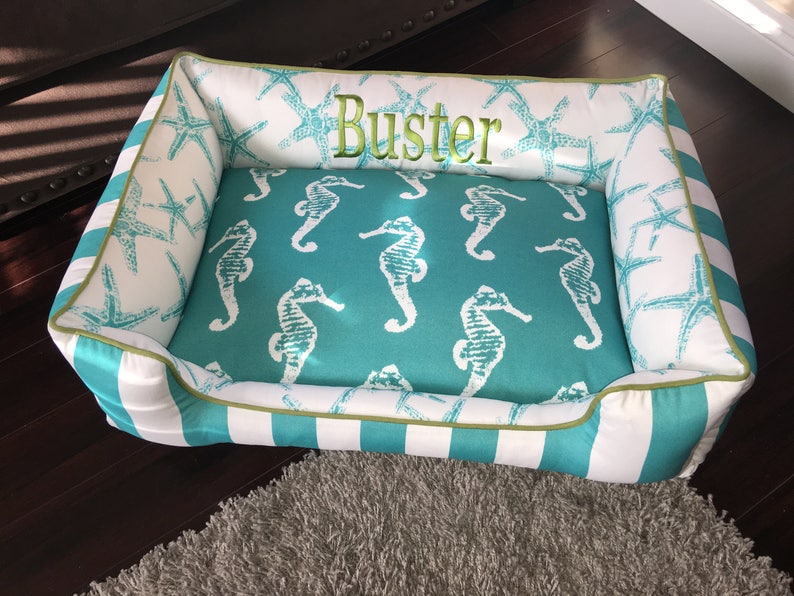 Teal and green nautical dog bed with removable cover Choose Etsy