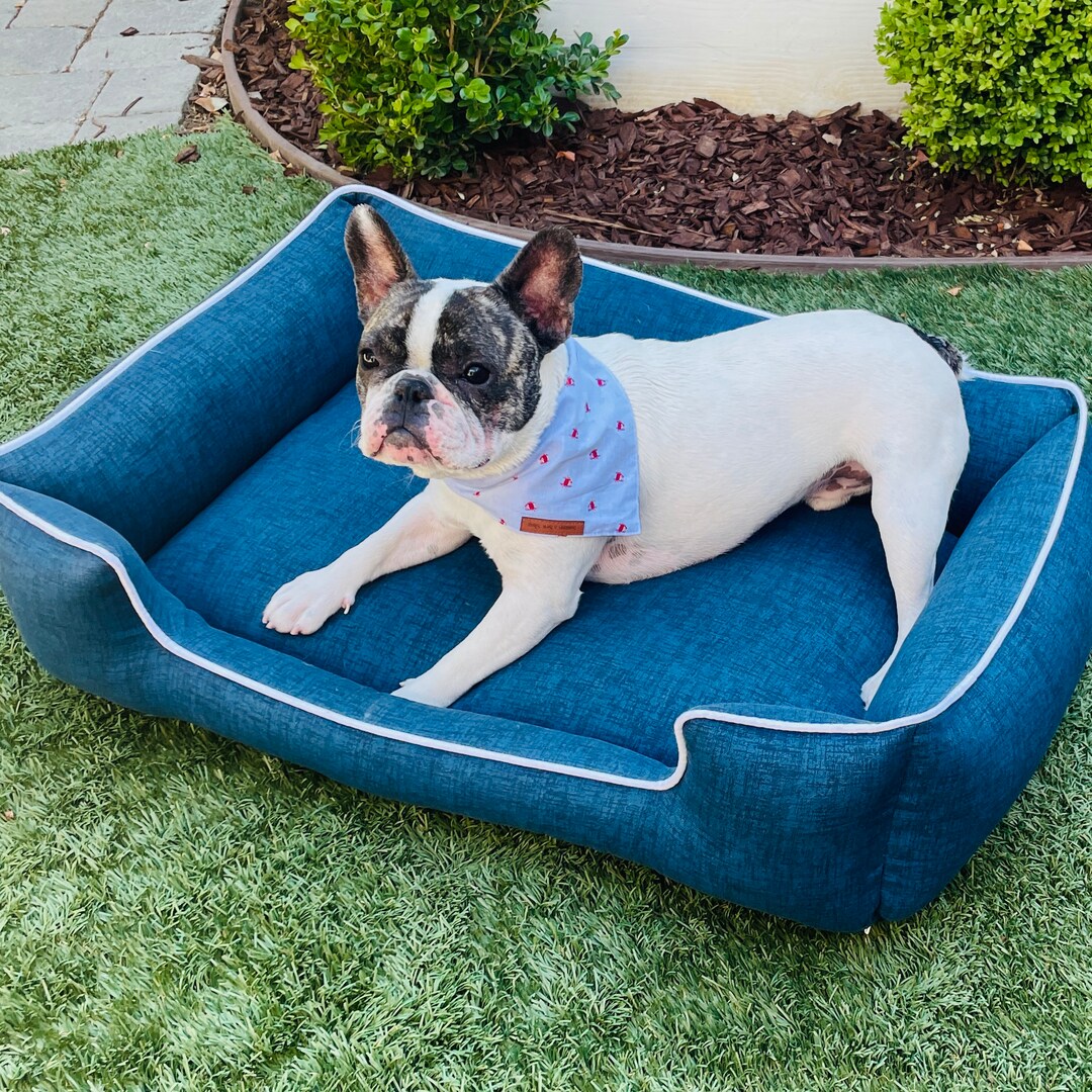 Outdoor Navy Dog Bed, Blue Dog Bed, Large Navy Pet Bed, Washable Dog