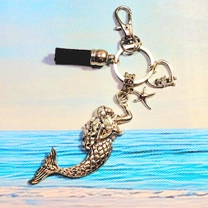 Mermaid Keychain, Mermaid Accessory, Mermaid Lover Gift, Mermaid Purse Charm, Handmade Beach Key Ring, Mermaid Party Favor