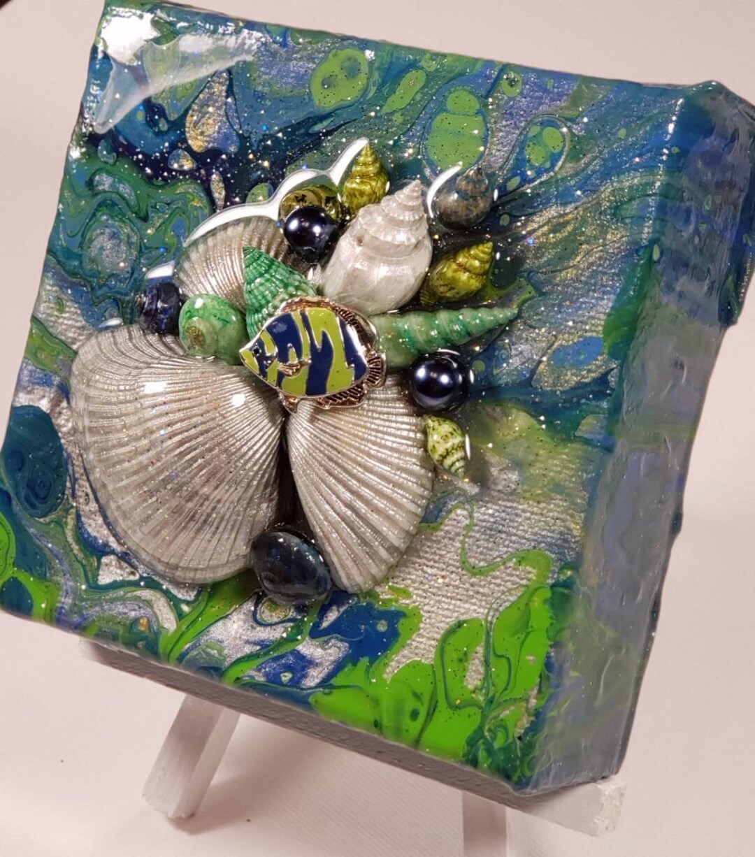 Mixed Media Fluid Painting on Canvas Embellished With Painted Etsy