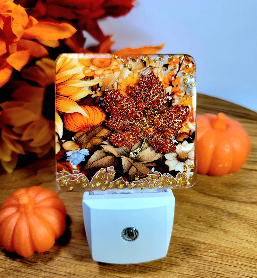 Autumn Leaf LED Nightlight, Fall Night Light, Orange Fall Leaf Light ...