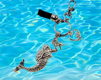 Mermaid Keychain, Mermaid Accessory, Mermaid Lover Gift, Mermaid Purse Charm, Handmade Beach Key Ring, Mermaid Party Favor