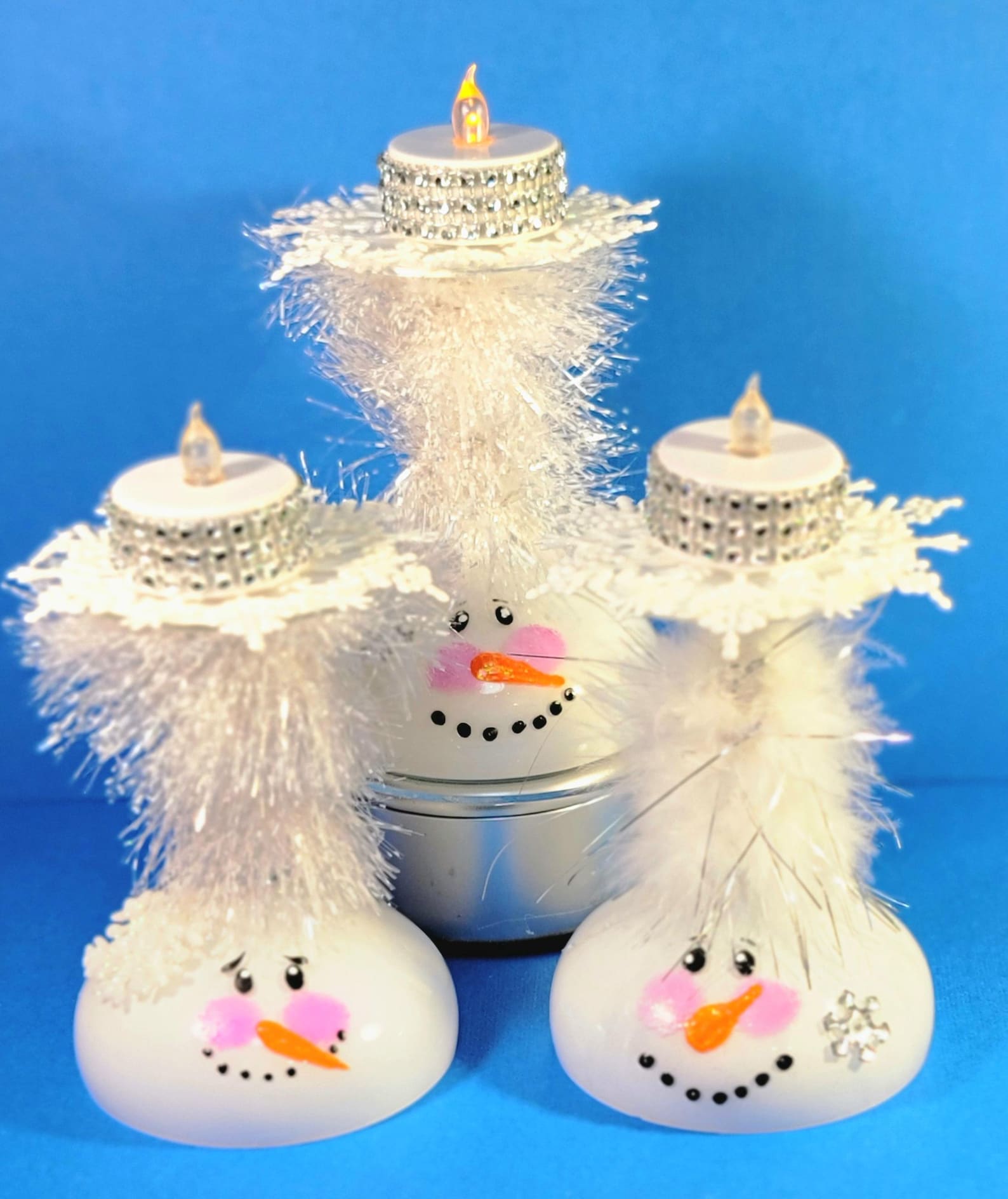 Painted Snowman Festive Candle Holders, Set of 4 Champagne Glass — free download