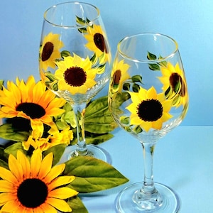 Sunflower Drinking Glasses - Etsy