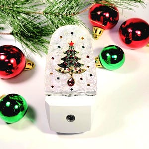 Christmas Tree Holiday LED Nightlight, Plug in Nightlight, Rhinestone Christmas Tree, Ambient Lighting, Christmas Home Decor, Holiday Gift