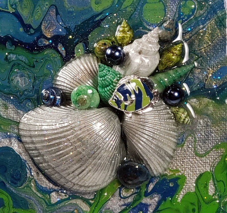 Mixed Media Fluid Painting on Canvas Embellished With Painted Etsy