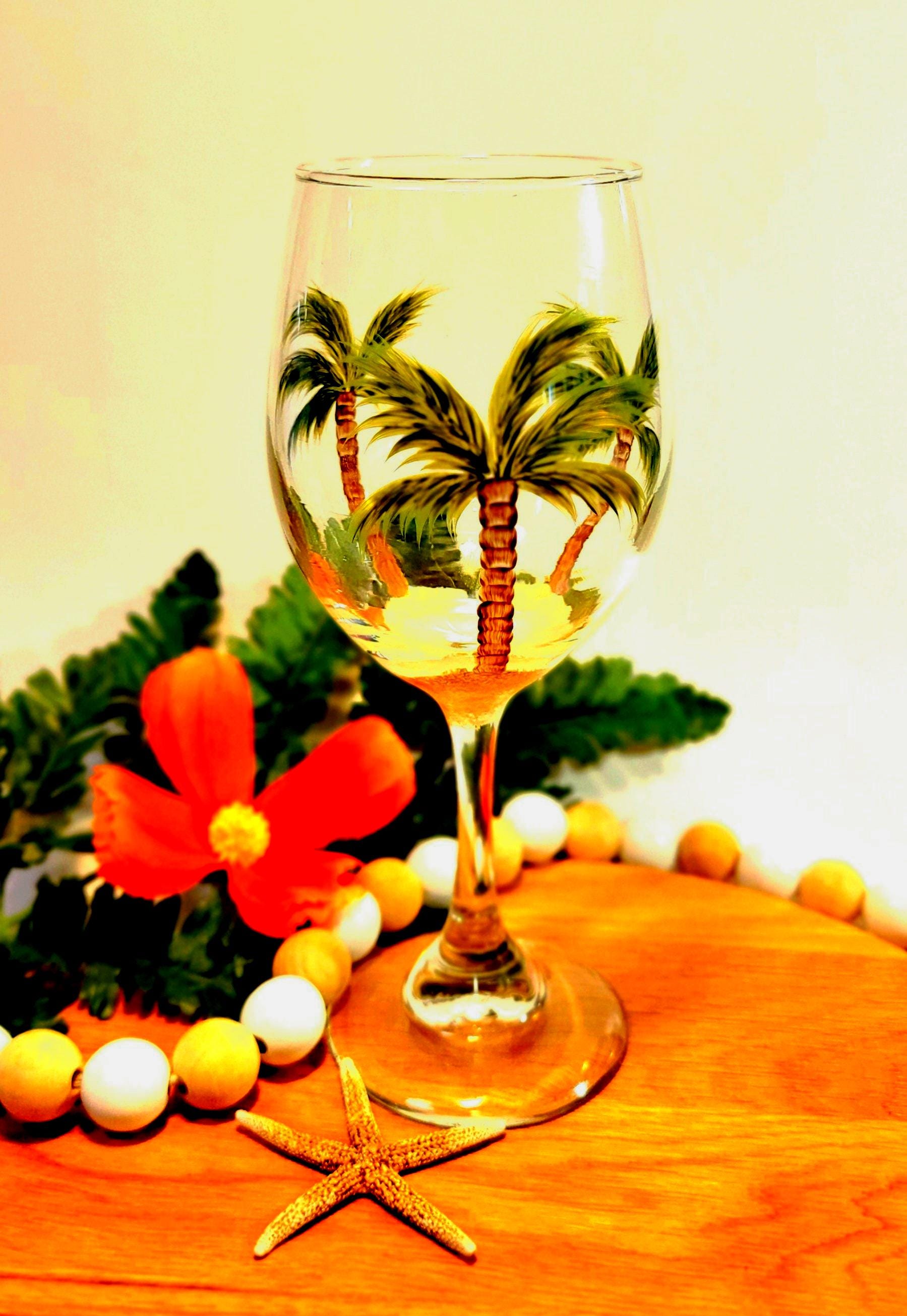 Palm Tree Wine Glass