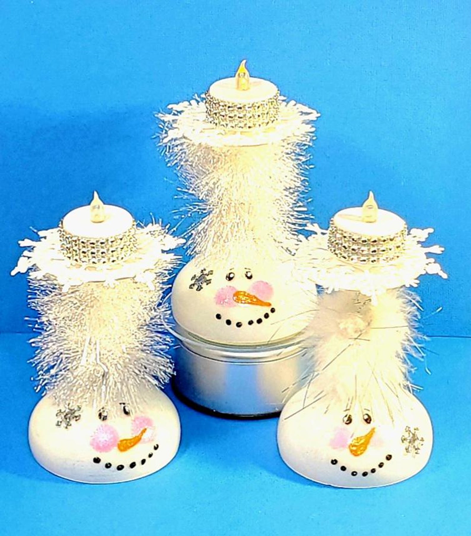 Painted Snowman Festive Candle Holders, Set of 4 Champagne Glass — free download