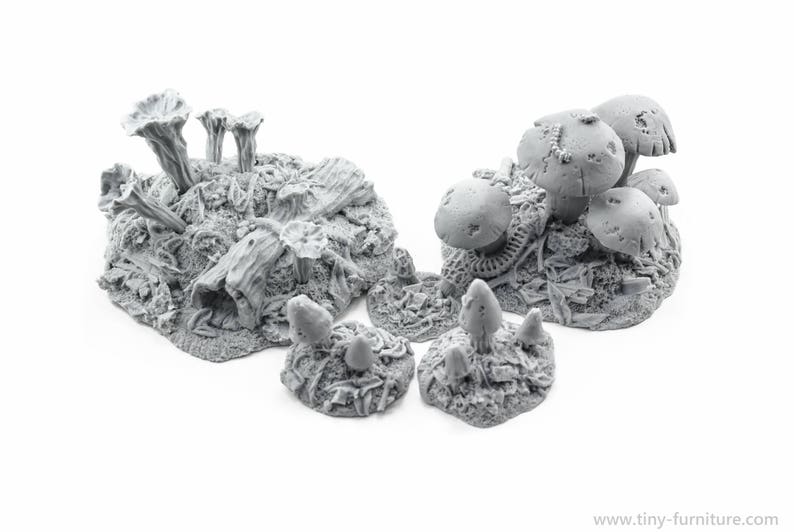 Magic mushrooms D/&D dungeon decor warhammer dwarven forge unpainted - Miniature tabletop furniture