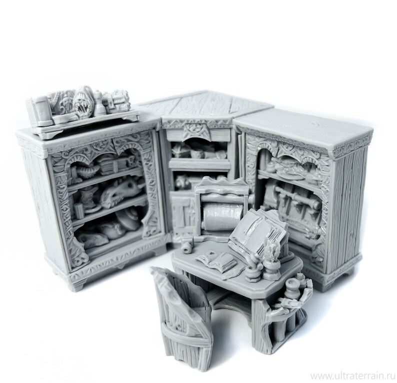 pathfinder dungeon decor dwarven forge painted D/&D warhammer - Miniature tabletop furniture Beast hunter reading corner