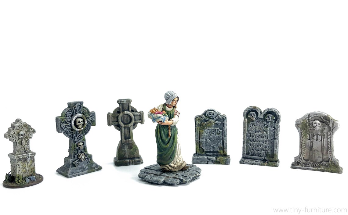 Tombstones painted Miniature tabletop furniture dungeon Etsy