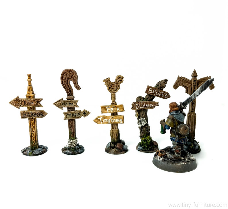 warhammer - Miniature tabletop furniture dungeon decor D/&D dwarven forge PAINTED Road signs
