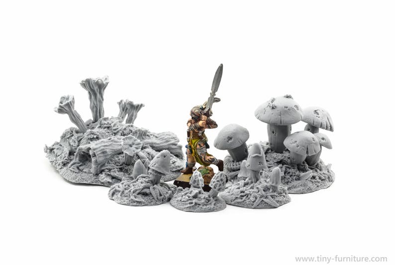 Magic mushrooms D/&D dungeon decor warhammer dwarven forge unpainted - Miniature tabletop furniture