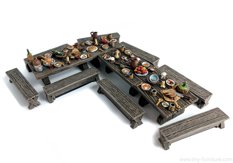 Medieval dining tables PAINTED Miniature tabletop | Etsy