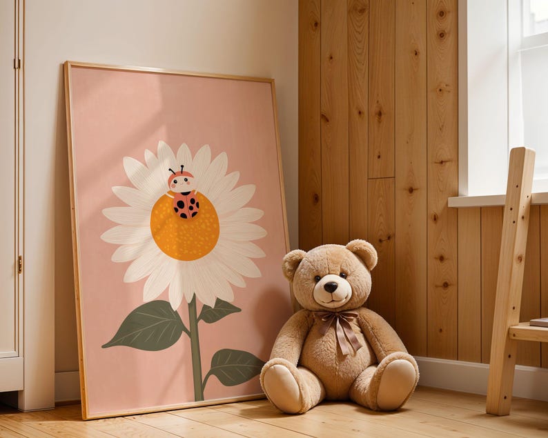 Ladybug Kids Wall Art Print, Cute and Whimsical Kids Room Decor ...