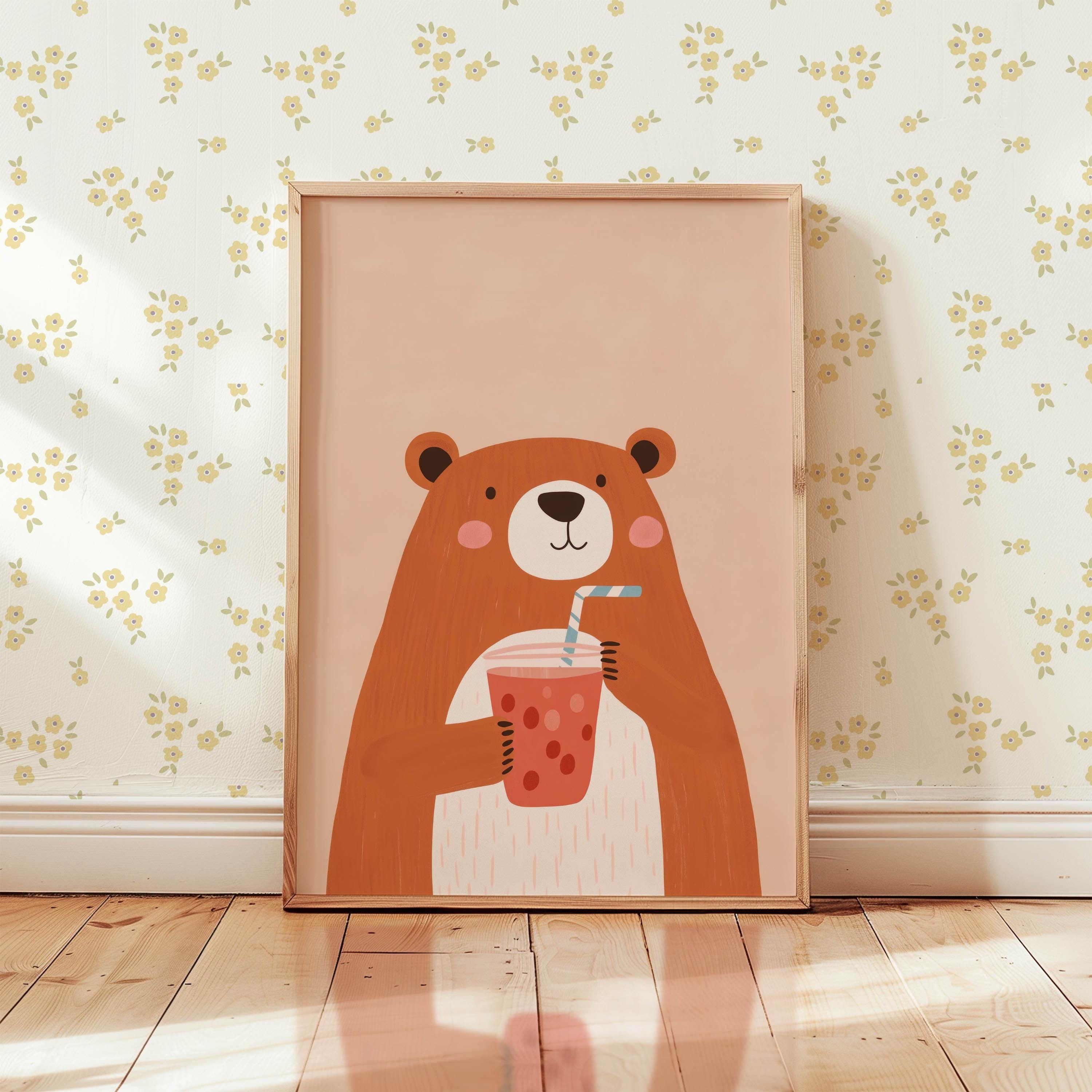 Bear Kids Wall Art Print, Cute and Whimsical Kids Room Decor, Digital ...