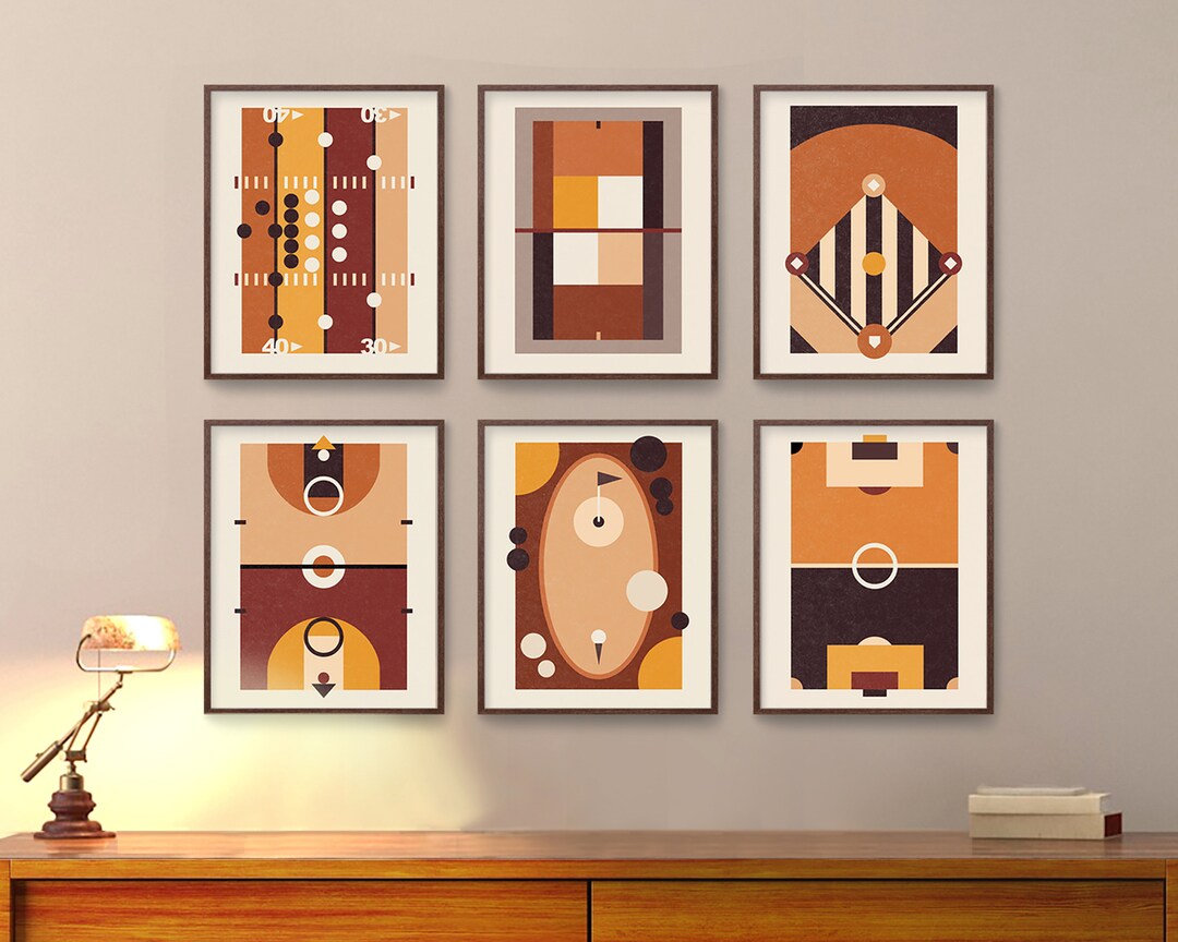 Sports Theme Wall Decor Inspired by Vintage Sports Prints Man Etsy